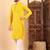 Men yellow viscose rayon solid embroidered straight kurta with trousers