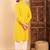 Men yellow viscose rayon solid embroidered straight kurta with trousers