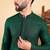 Men green viscose rayon solid embroidered straight kurta with trousers
