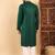 Men green viscose rayon solid embroidered straight kurta with trousers