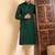 Men green viscose rayon solid embroidered straight kurta with trousers