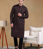 Men black viscose rayon geometric dyed straight kurta with trousers