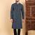 Men blue viscose rayon solid dyed straight kurta with trouser
