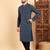 Men blue viscose rayon solid dyed straight kurta with trouser