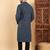 Men blue viscose rayon solid dyed straight kurta with trouser