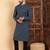 Men blue viscose rayon solid dyed straight kurta with trouser