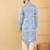 Men blue viscose rayon geometric embroidered straight kurta with trouser