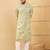 Men olive viscose rayon geometric embroidered straight kurta with trouser