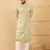 Men olive viscose rayon geometric embroidered straight kurta with trouser