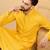 Men yellow viscose rayon solid embroidered straight kurta with trousers