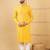 Men yellow viscose rayon solid embroidered straight kurta with trousers