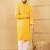 Men yellow viscose rayon solid embroidered straight kurta with trousers