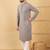 Men grey viscose rayon solid embroidered straight kurta with trouser