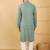Men green viscose rayon solid embroidered straight kurta with trousers