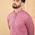 Men mauve viscose rayon solid embroidered straight kurta with trousers