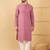 Men mauve viscose rayon solid embroidered straight kurta with trousers
