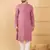 Men mauve viscose rayon solid embroidered straight kurta with trousers