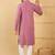 Men mauve viscose rayon solid embroidered straight kurta with trousers