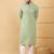 Men green viscose rayon solid embroidered straight kurta with trouser