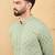 Men green viscose rayon solid embroidered straight kurta with trouser