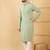 Men green viscose rayon solid embroidered straight kurta with trouser