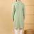 Men green viscose rayon solid embroidered straight kurta with trouser
