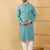 Men blue viscose rayon solid embroidered straight kurta with trouser