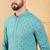 Men blue viscose rayon solid embroidered straight kurta with trouser