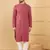 Men red viscose rayon solid embroidered straight kurta with trouser