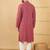 Men red viscose rayon solid embroidered straight kurta with trouser