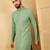 Men green viscose rayon solid embroidered straight kurta with trousers