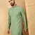 Men green viscose rayon solid embroidered straight kurta with trousers