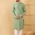 Men green viscose rayon solid embroidered straight kurta with trousers