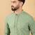Men green viscose rayon solid embroidered straight kurta with trousers