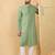 Men green viscose rayon solid embroidered straight kurta with trousers