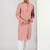 Men pink viscose rayon embroidered straight kurta with pant set