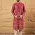 Men pink georgette solid embroidered straight kurta with trouser