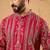 Men pink georgette solid embroidered straight kurta with trouser