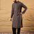 Mens brown viscose rayon ethnic motifs embroidered chikankari straight kurta with pant set
