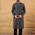 Mens grey viscose rayon ethnic motifs embroidered chikankari straight kurta with pant set