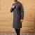 Mens grey viscose rayon ethnic motifs embroidered chikankari straight kurta with pant set