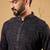 Mens black viscose rayon geometric embroidered chikankari straight kurta with pant set
