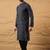 Mens blue viscose rayon abstract embroidered chikankari straight kurta with pant set