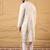 Men off white silk blend solid embroidered straight kurta with trouser