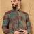 Mens multi viscose rayon geometric embroidered chikankari straight kurta with pant set