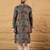 Mens multi viscose rayon geometric embroidered chikankari straight kurta with pant set