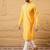 Men yellow viscose rayon solid embroidered straight kurta with trouser