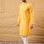 Men yellow viscose rayon solid embroidered straight kurta with trouser