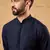Men blue viscose rayon solid embroidered straight kurta with pant set