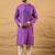 Men purple pure cotton solid embroidered straight kurta with trouser